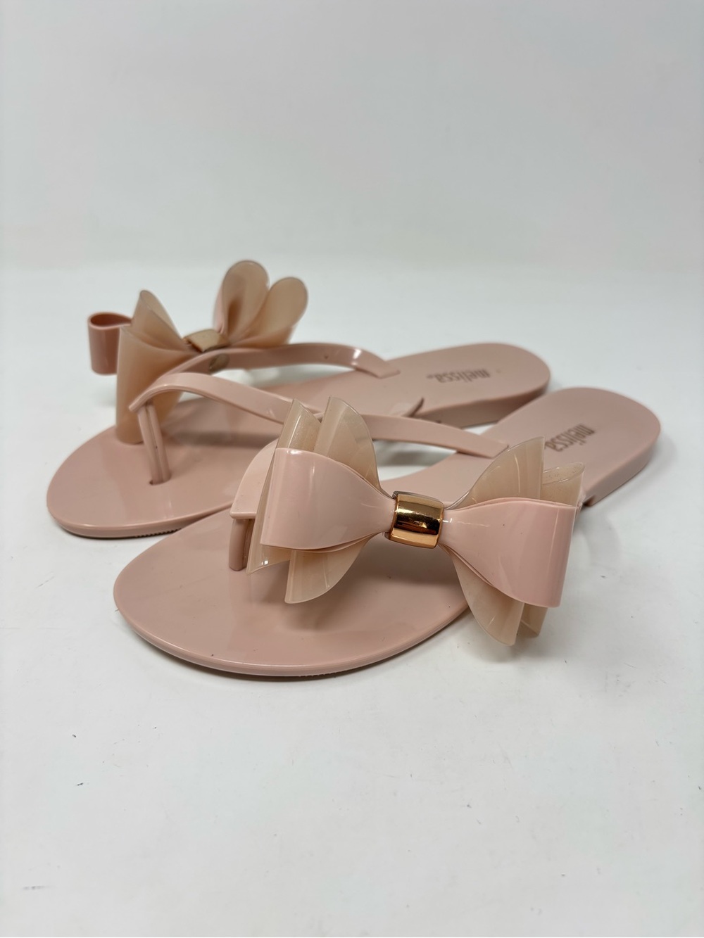 Melissa Jelly pink bow flip flops sandals size 5